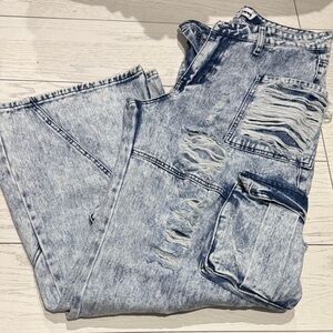 Fashion Nova Light Blue Distressed Jeans